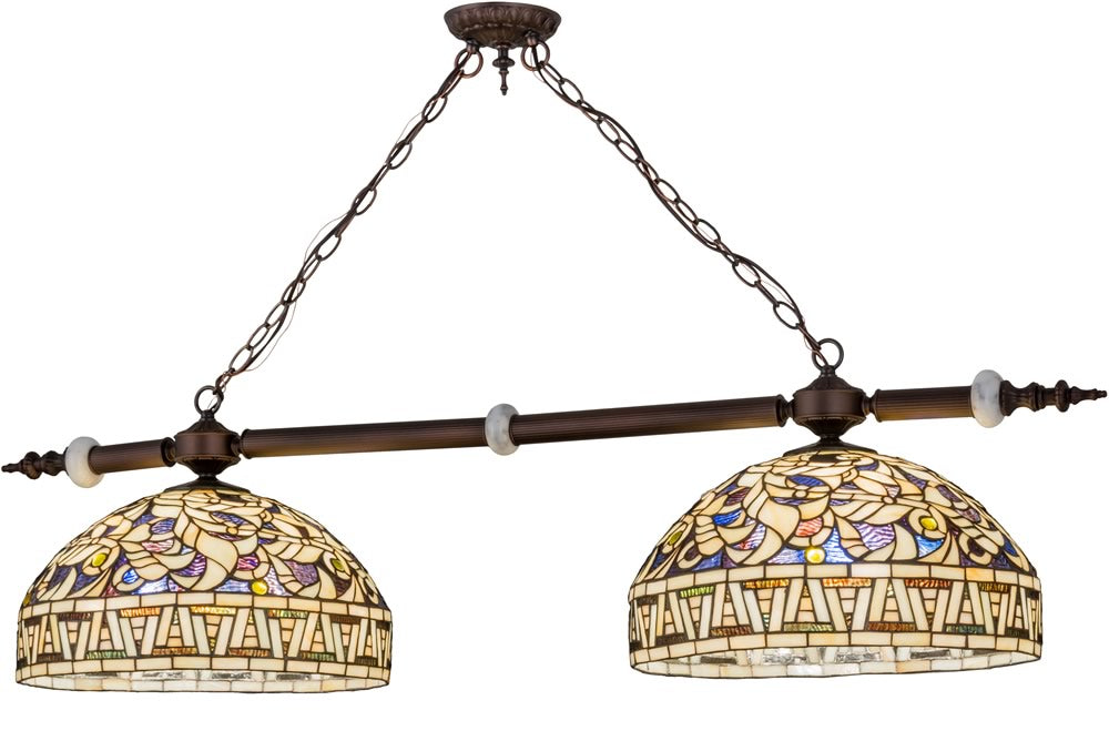 53"W Cockatoo Feathers 2 Light Island Pendant