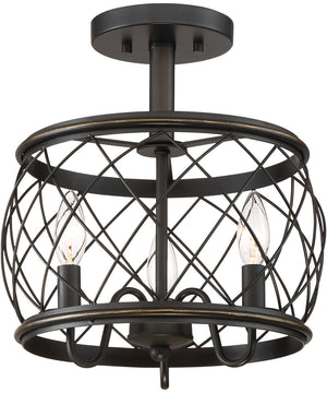 Dury Small 3-light Semi Flush Mount Palladian Bronze