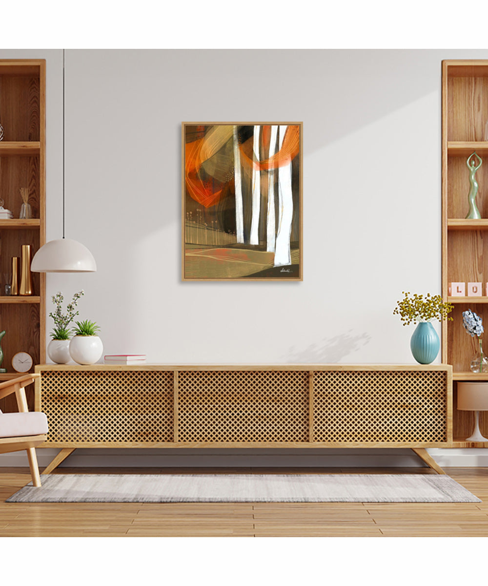 Framed Ethereal Fall Forest by Ishita Banerjee Canvas Wall Art Print (23  W x 30  H), Sylvie Maple Frame