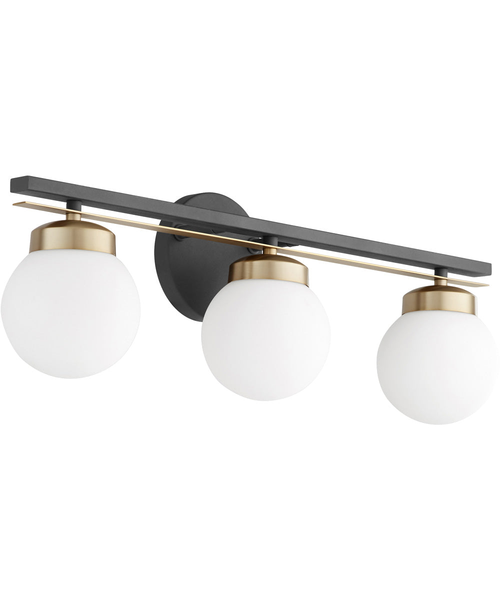 Nimbus 3-light Bath Vanity Light Textured Black w/ Aged Brass