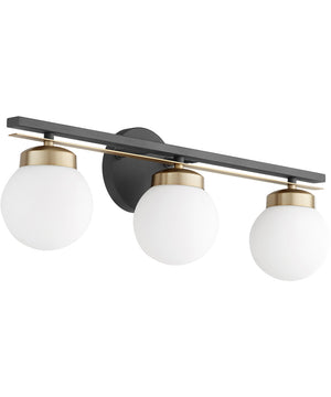 Nimbus 3-light Bath Vanity Light Textured Black w/ Aged Brass