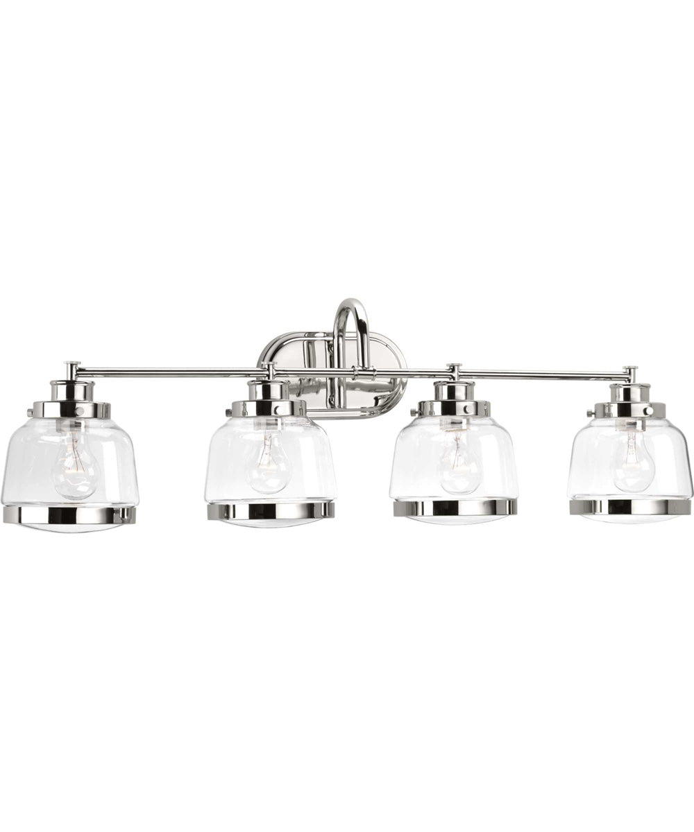 Judson 4-Light Clear Glass Farmhouse Bath Vanity Light Polished Nickel
