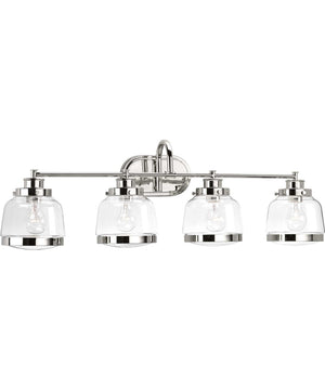 Judson 4-Light Clear Glass Farmhouse Bath Vanity Light Polished Nickel