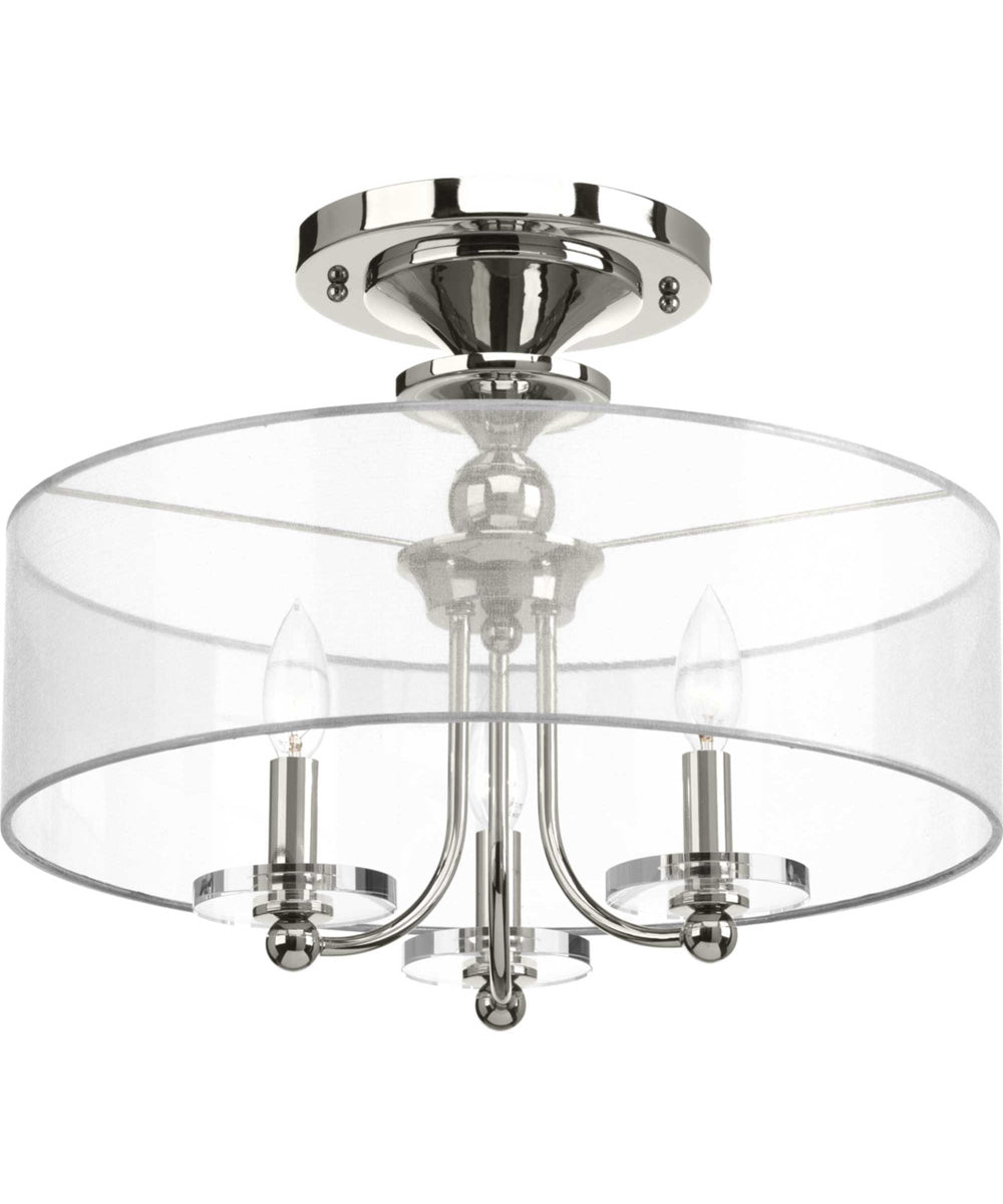 Marche' 3-Light Semi-Flush Convertible Polished Nickel
