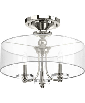 Marche' 3-Light Semi-Flush Convertible Polished Nickel