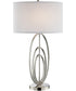 Bailee 1-Light Table Lamp Brush Nickel/White Fabric Shade