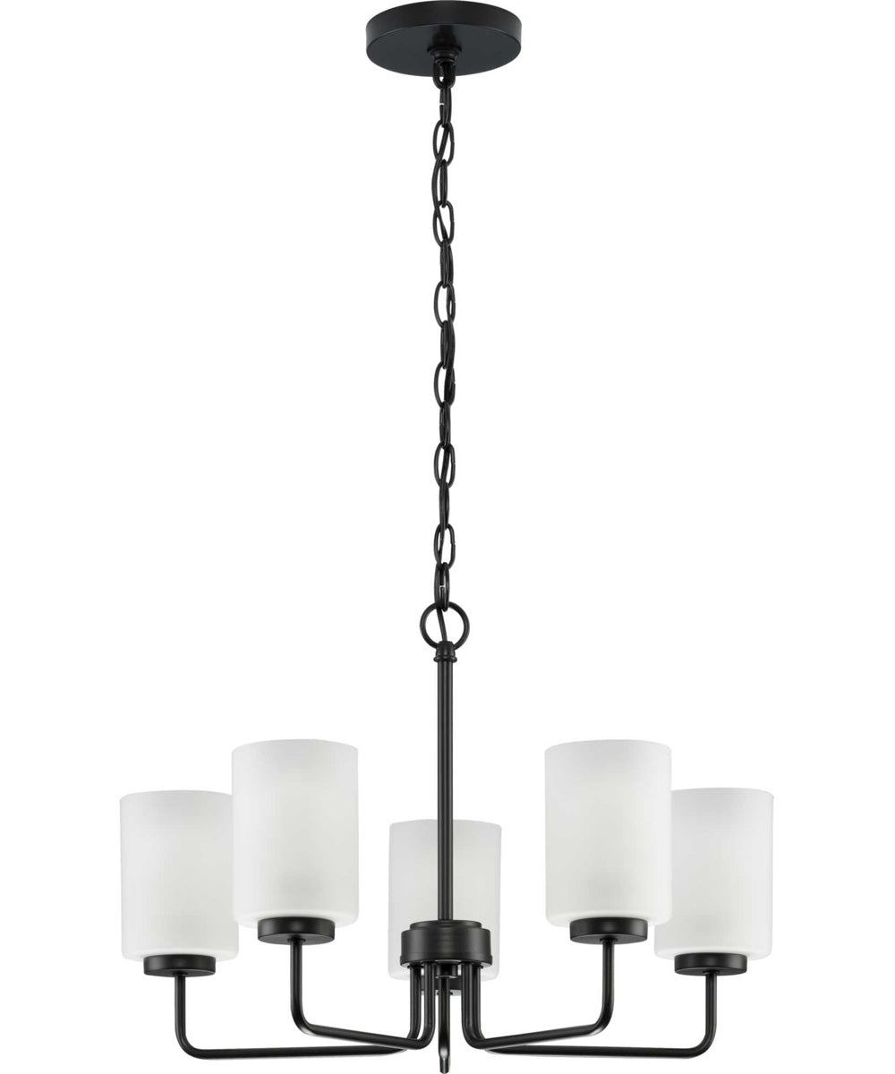 Merry 5-Light Etched Glass Transitional Style Chandelier Light Matte Black