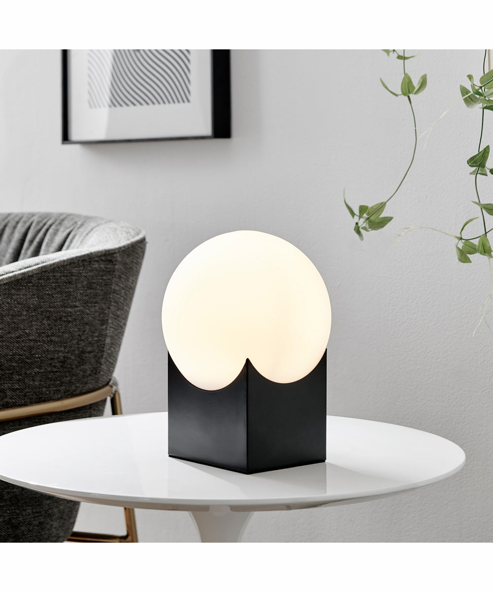 Oksena 1-Light Table Lamp Black/Frost Glass Shade