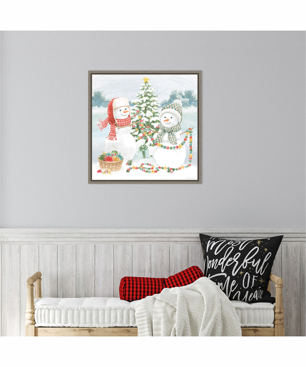 Framed Snow Day II by Beth Grove Canvas Wall Art Print (22  W x 22  H), Sylvie Greywash Frame