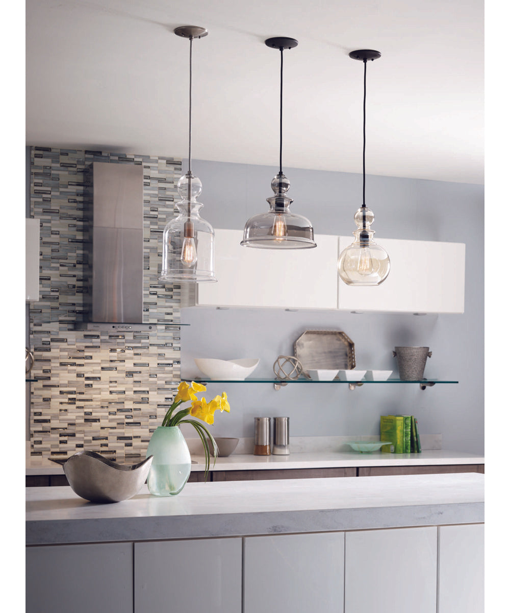 Staunton 1-Light Clear Glass Global Pendant Light Brushed Nickel