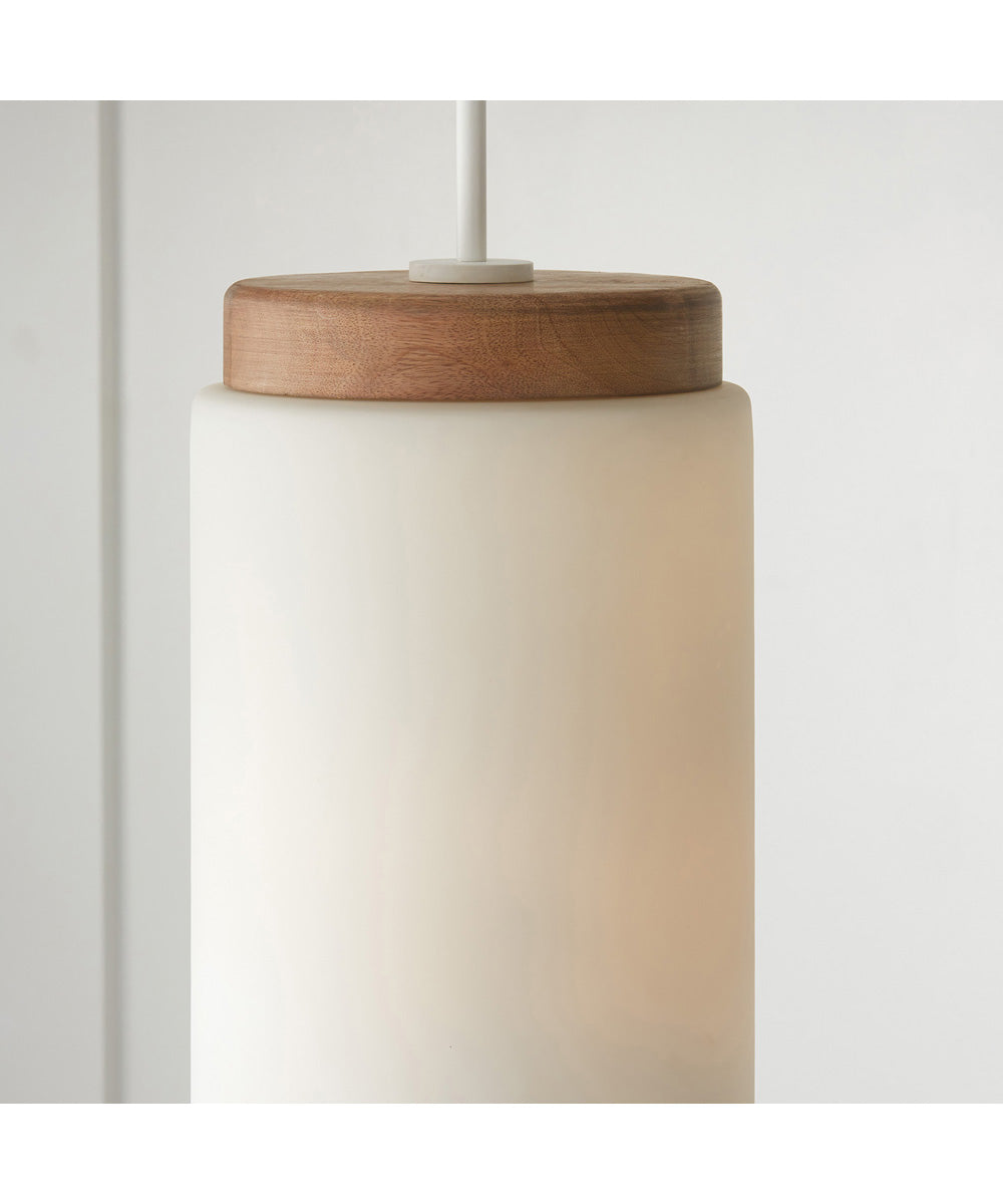 Liam 1-Light Pendant Light Wood and White