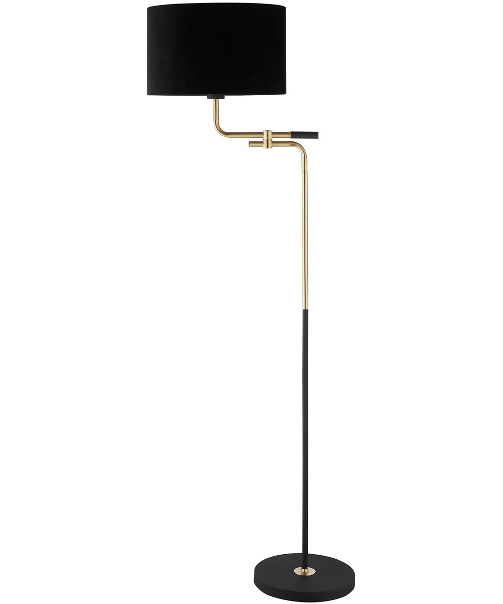 Crisanta 1-Light Floor Lamp Gold/Black/Black Fabric Shade