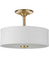Inspire 2-Light Summer Linen Shade New Traditional Semi-Flush Light Satin Brass