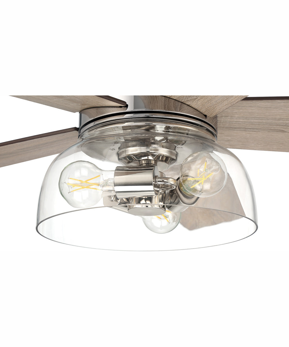52" Gibson 3-Light Ceiling Fan Polished Nickel
