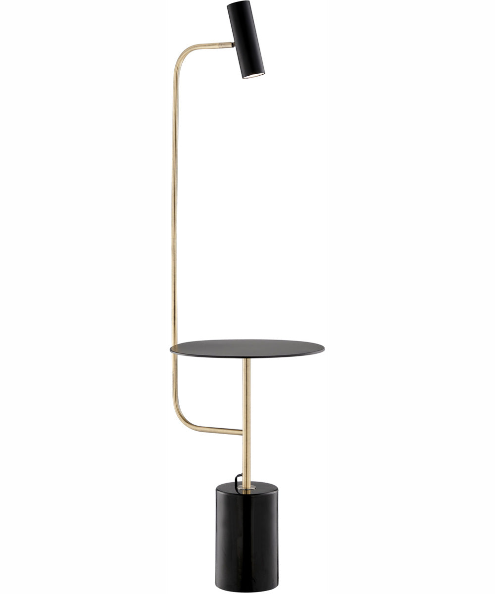 Tatum 1-Light Floor Lamp With Table Antique Brass/Black/Black Marble