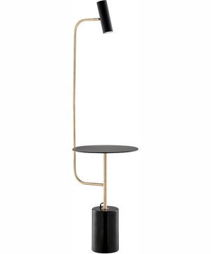 Tatum 1-Light Floor Lamp With Table Antique Brass/Black/Black Marble