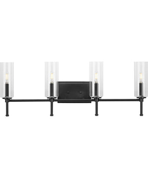 Elara 4-Light New Traditional Clear Glass Bath Vanity Light Matte Black