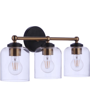 Coppa 3-Light Vanity Flat Black/Satin Brass