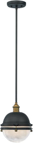 10"W Portside 1-Light Outdoor Pendant Oil Rubbed Bronze / Antique Brass