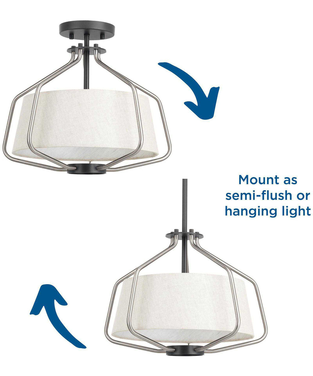 Hangar 16" Semi-Flush/Convertible Brushed Nickel