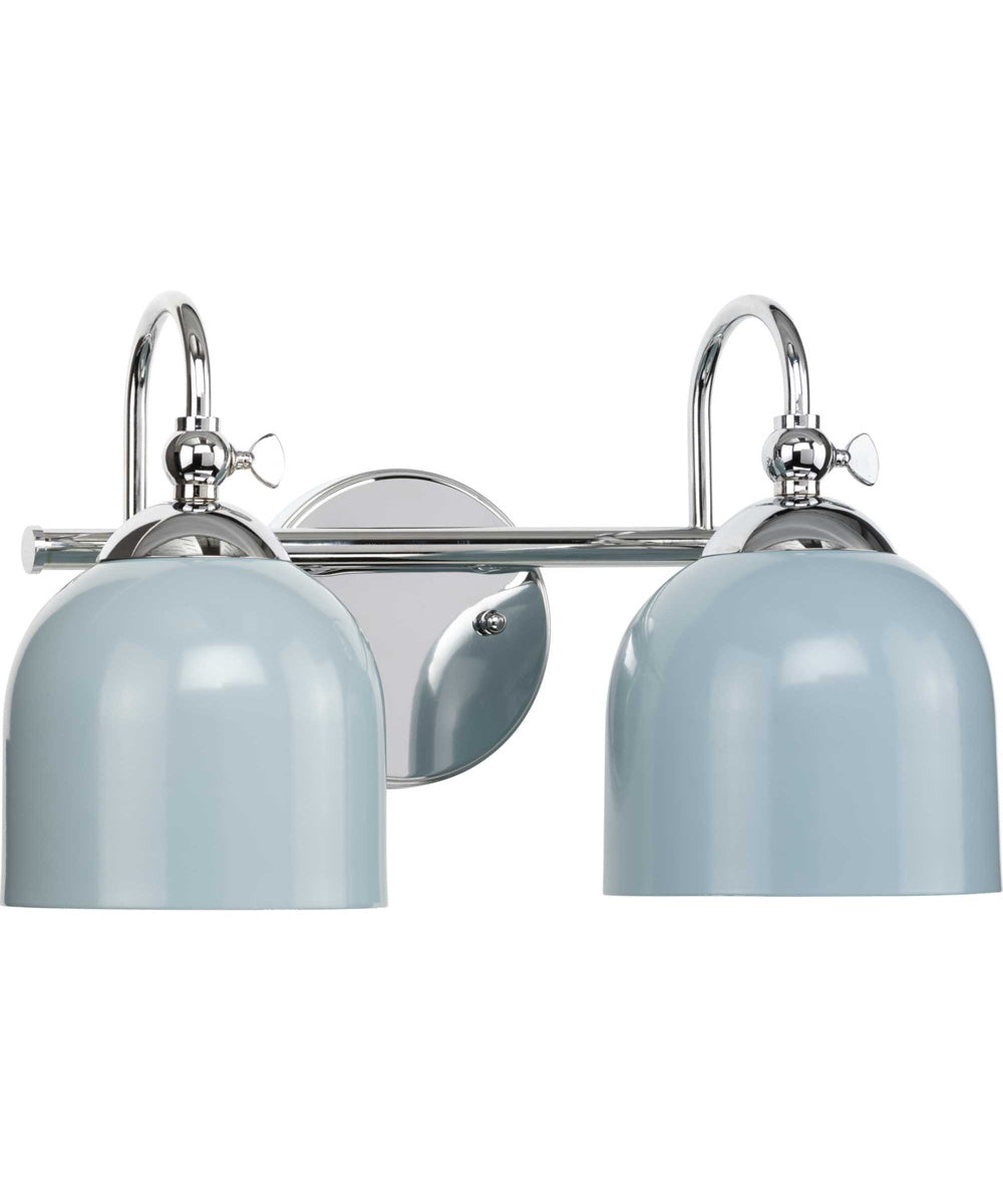 Dalton 2-Light Farmhouse Metal Shade Bath Vanity Light Polished Chrome