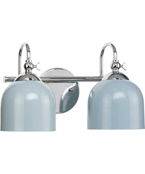 Dalton 2-Light Farmhouse Metal Shade Bath Vanity Light Polished Chrome