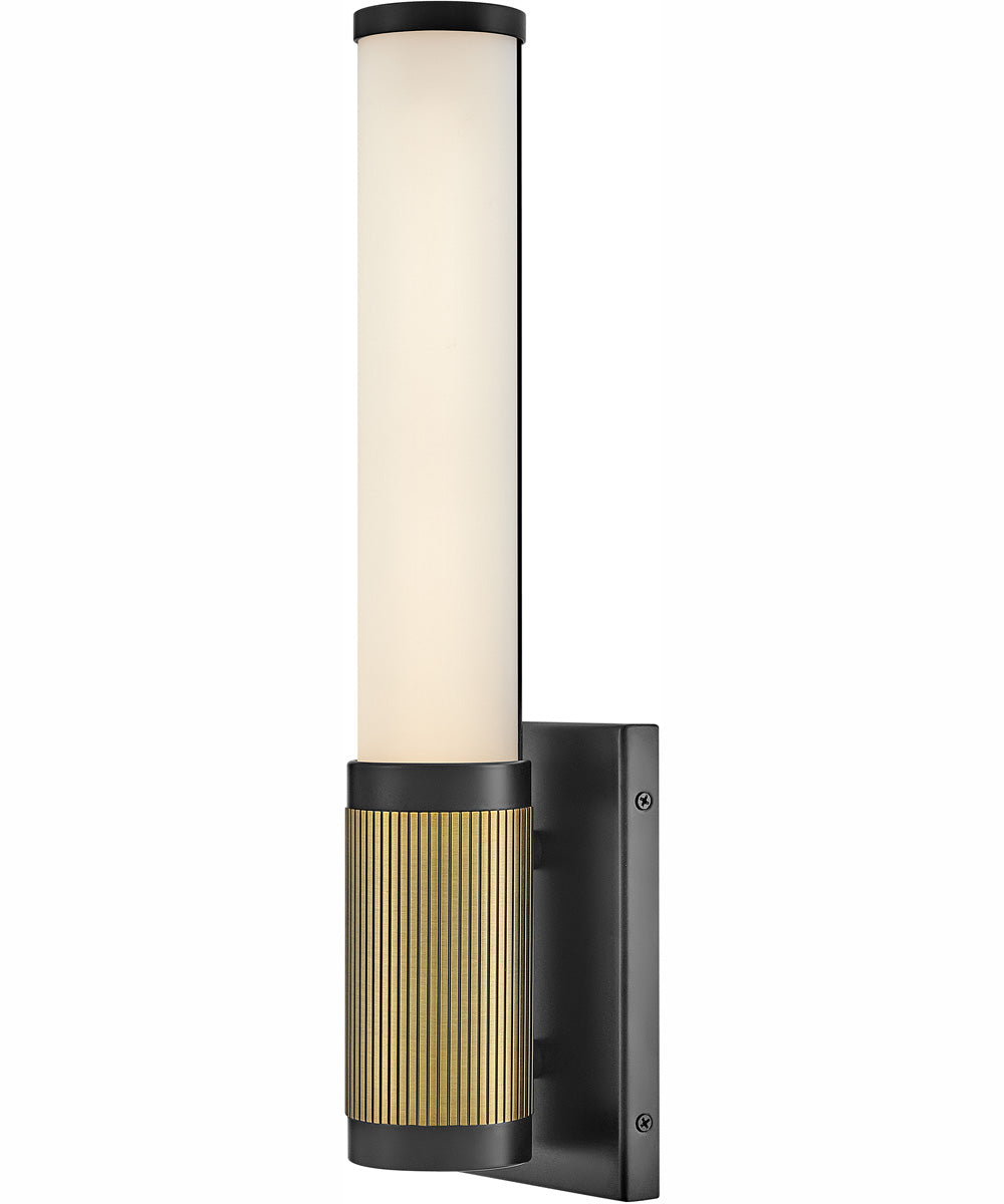 Zevi LED-Light Small LED Vanity in Black with Lacquered Brass Accents