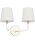 Dawson 2-Light Vanity In Polished Nickel Finish With Decorative White Fabric Stay-Straight Shades