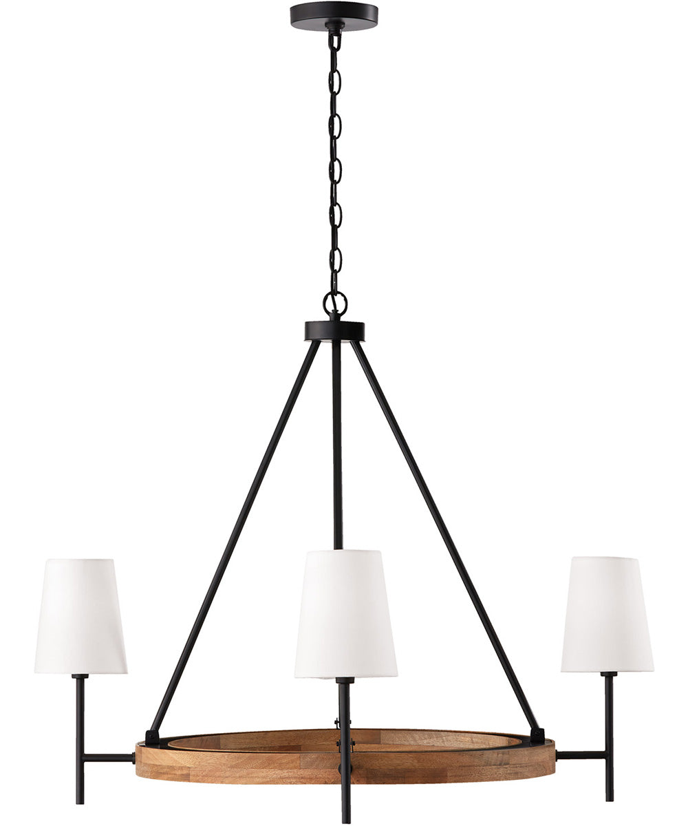 Jonah 4-Light Chandelier Light Wood and Matte Black