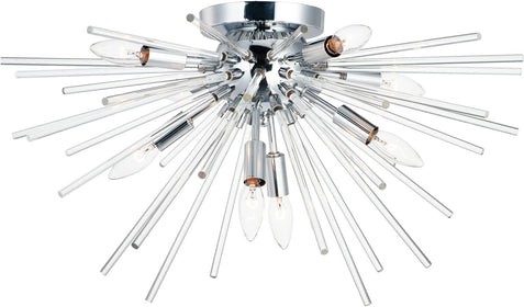 25"W Polaris 8-Light Flush Mount Polished Chrome