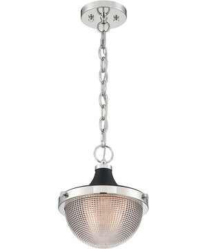 10"W Faro 1-Light Pendant Polished Nickel / Black Accents