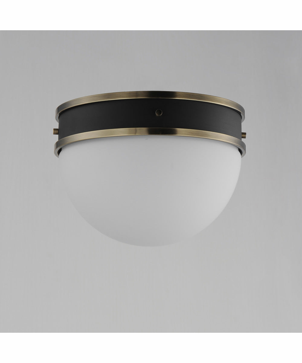 Duke 1-Light Flush Mount Black/Weathered Brass