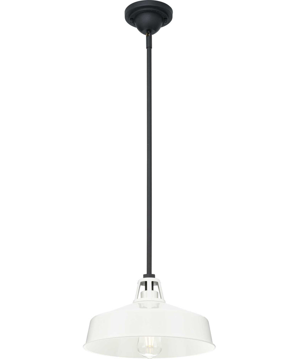 Cedar Springs  1-Light Textured Black Metal Shade Farmhouse Outdoor Hanging Light White