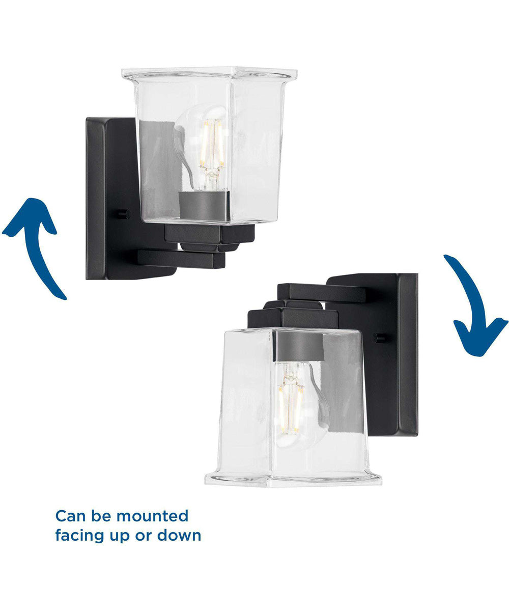 Gilmour 1-Light Modern Farmhouse Clear Glass Bath Vanity Light Matte Black