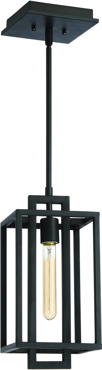 7"W Cubic 1-Light Pendant Light Aged Bronze Brushed