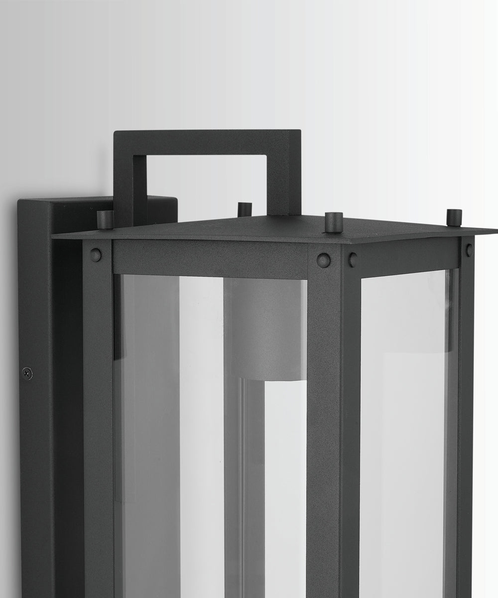 Hunt 1-Light Outdoor Wall Mount Rain or Shine - Black with Clear Glass