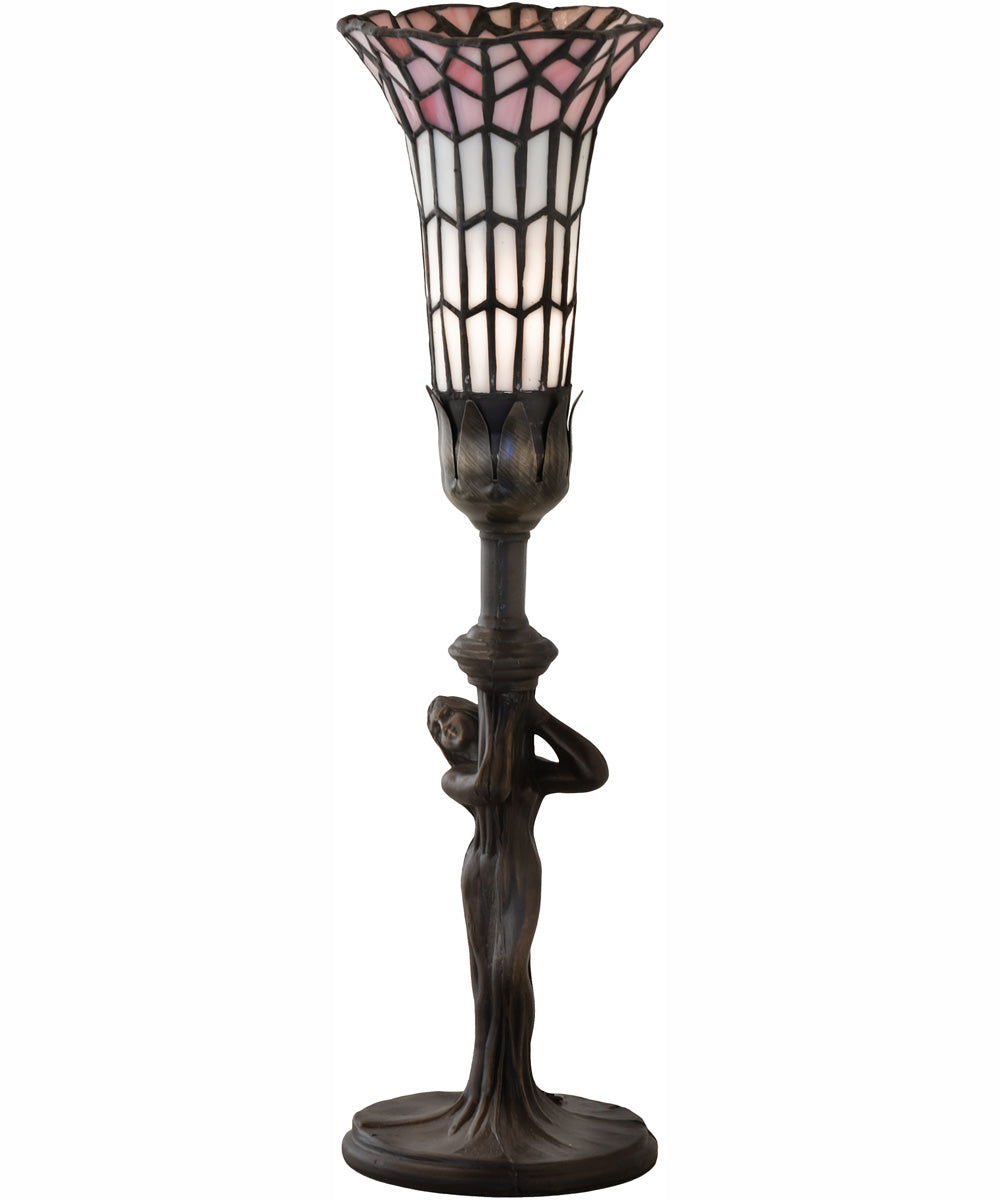 15" High Stained Glass Pond Lily Nouveau Lady Accent Lamp