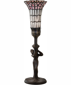 15" High Stained Glass Pond Lily Nouveau Lady Accent Lamp