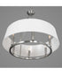 Cherish 6-Light White Linen Shade Coastal Chandelier Light Brushed Nickel