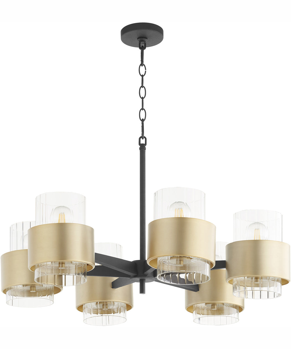 Epsilon 6-light Chandelier Textured Black w/ Aged Brass
