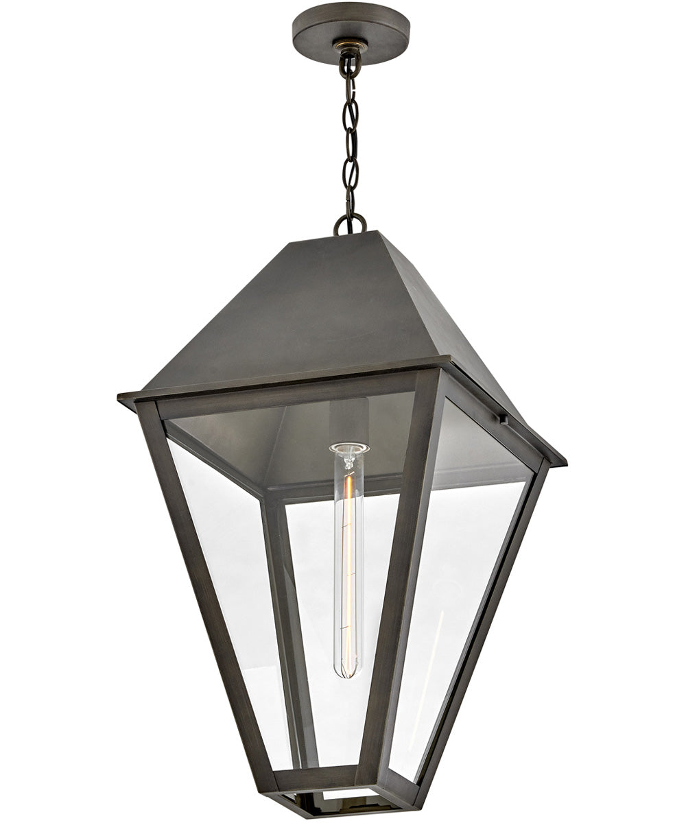 Endsley 1-Light Large Hanging Lantern in Blackened Brass