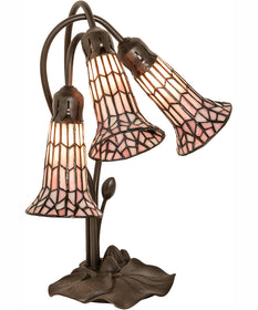 16" High Stained Glass Pond Lily 3 Light Accent Lamp