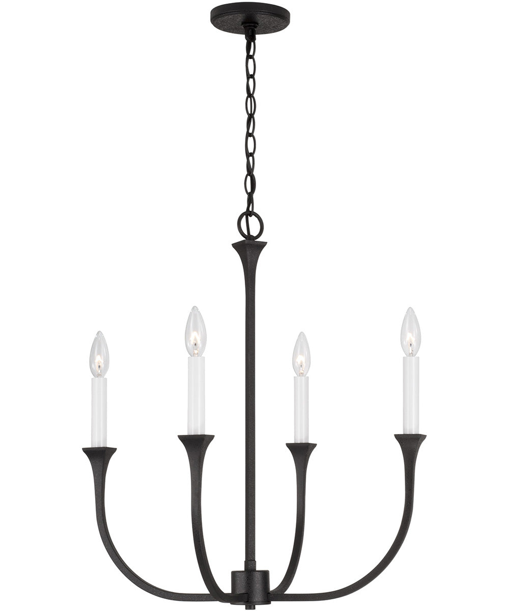 Decklan 4-Light Chandelier Black Iron