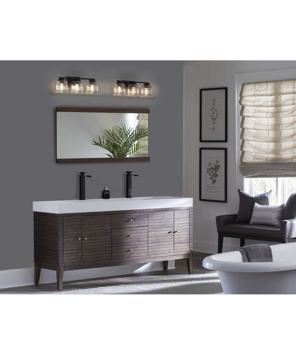 Gilmour 3-Light Modern Farmhouse Clear Glass Bath Vanity Light Matte Black