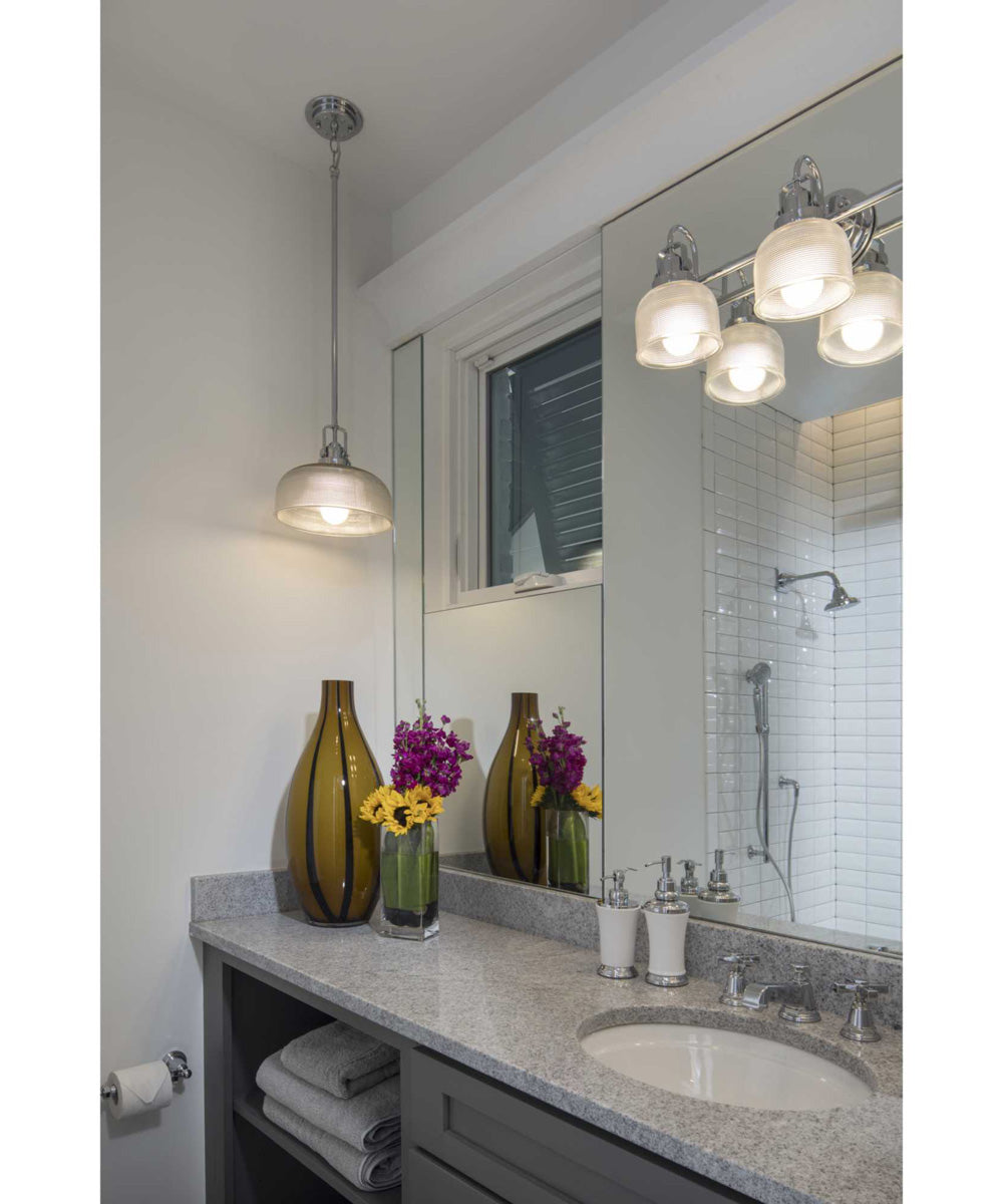 Archie 1-Light Clear Prismatic Glass Coastal Pendant Light Polished Chrome