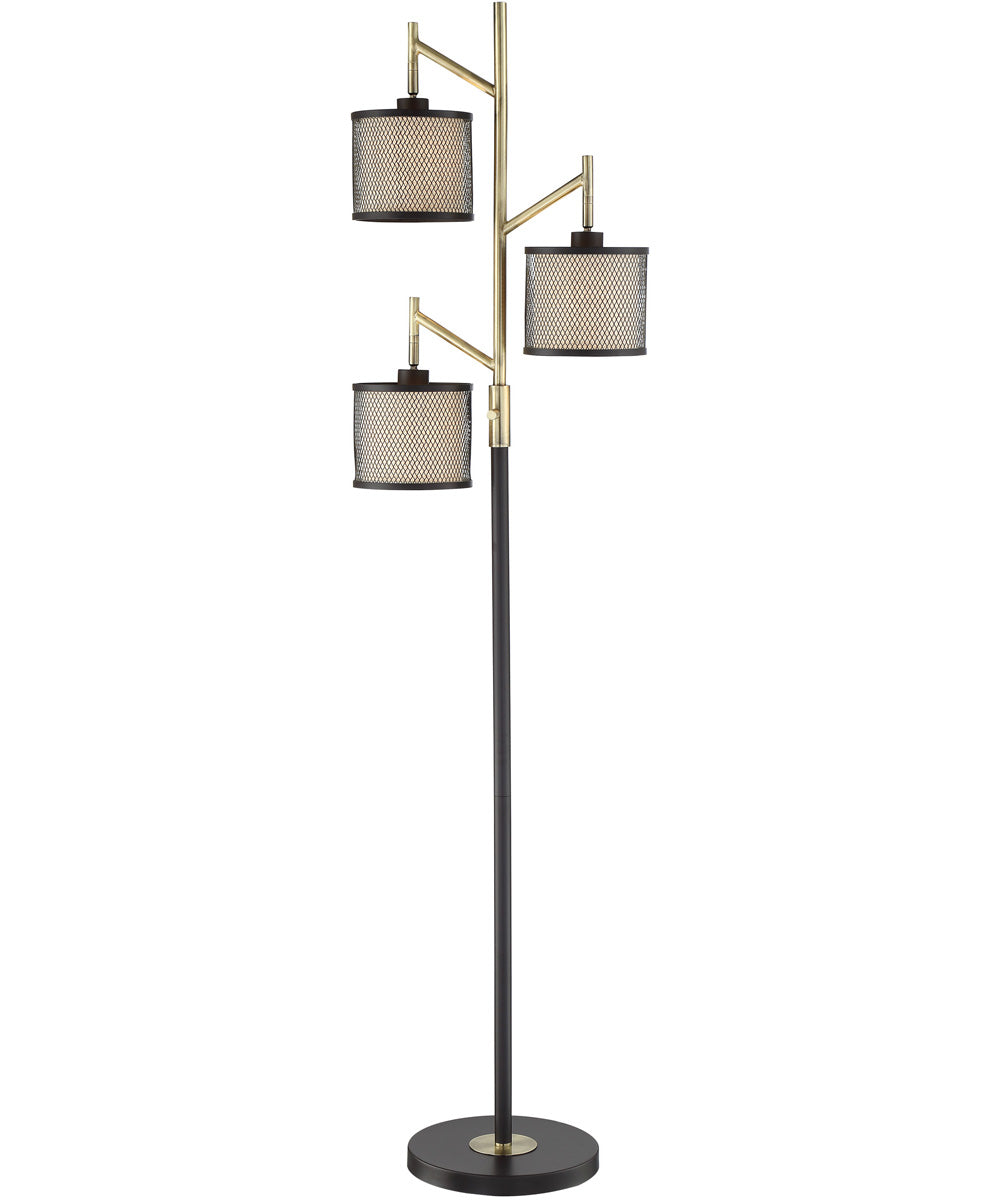 Elena 3-Light 3-Light Floor Lamp Coffee/Metal Net Shade/Fabric