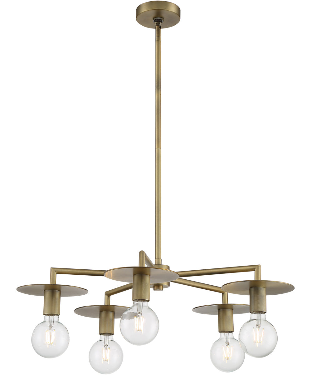 28"W Bizet 5-Light Chandelier Vintage Brass