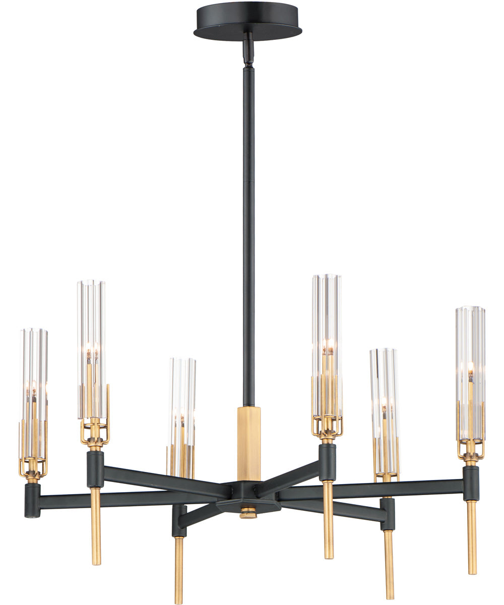 25"W Flambeau 6-Light Chandelier Black / Antique Brass