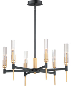 25"W Flambeau 6-Light Chandelier Black / Antique Brass