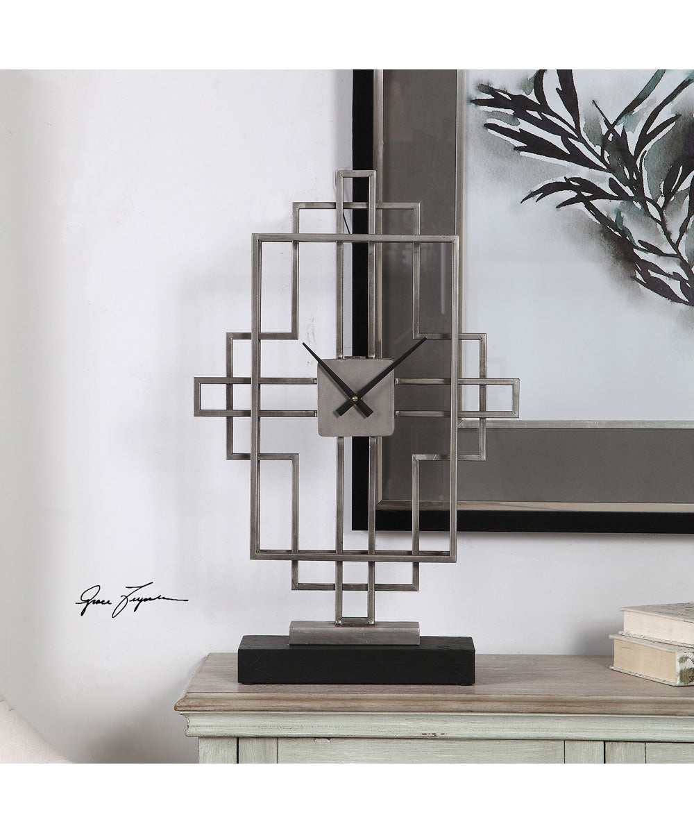 Vanini Silver Tabletop Clock